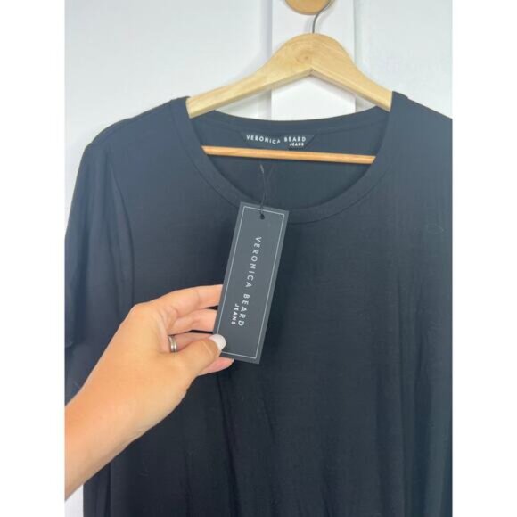 NWT Veronica Beard Hannock Ruched Short Sleeve Black Casual Mini Dress - Picture 5 of 8